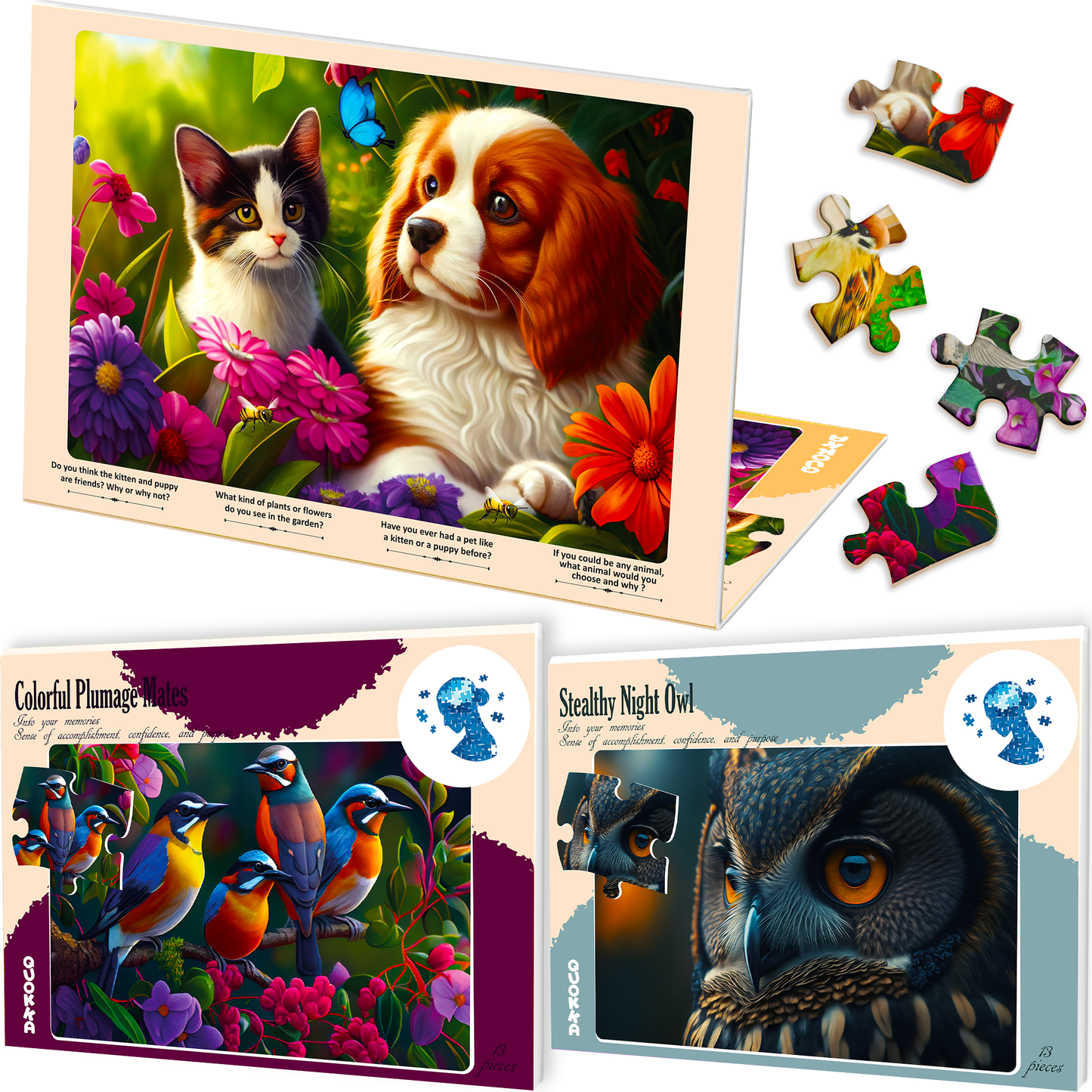 Dementia Puzzles for Elderly Birds 13 pieces | set of 3