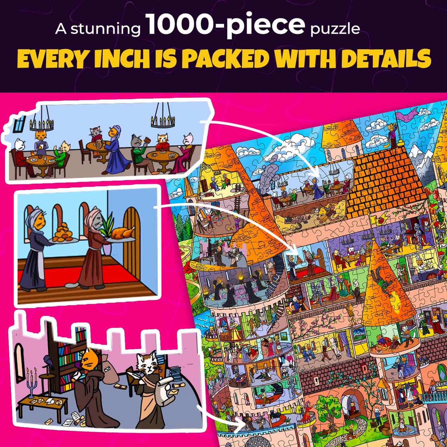 1000 Pcs Jigsaw Puzzle Secret Task | Nighty Cats