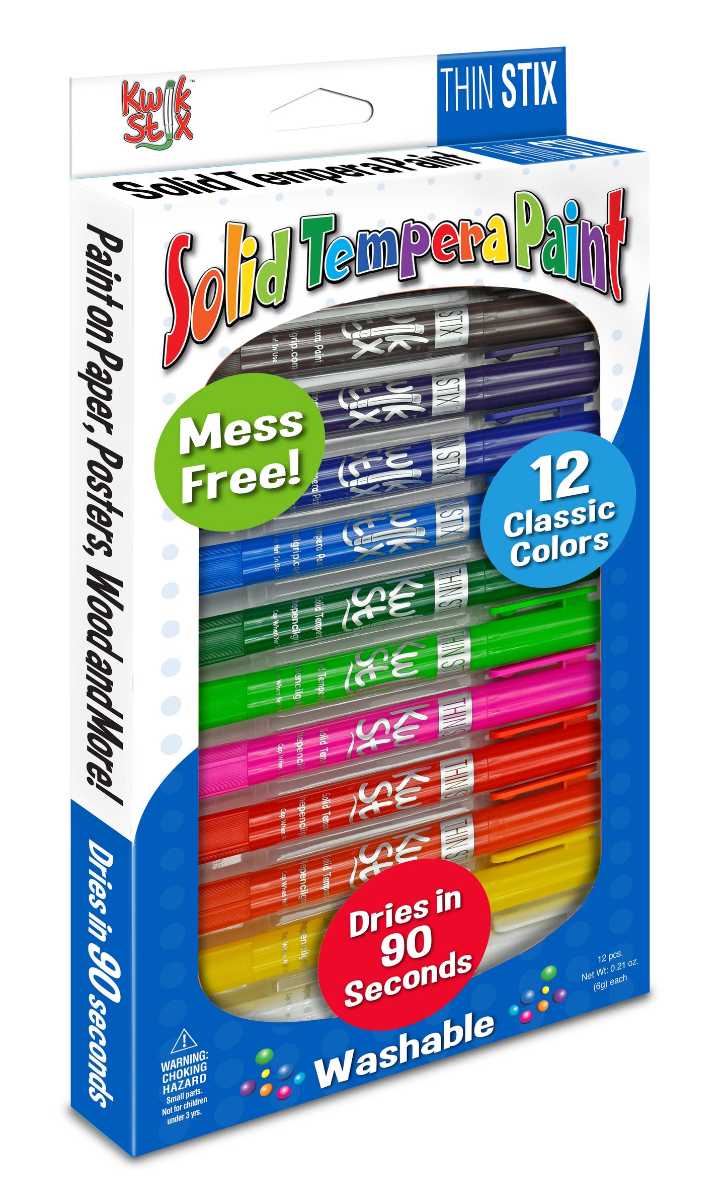 ThinStix Tempera Paint - 12 Thin Classic Colors TPG-608