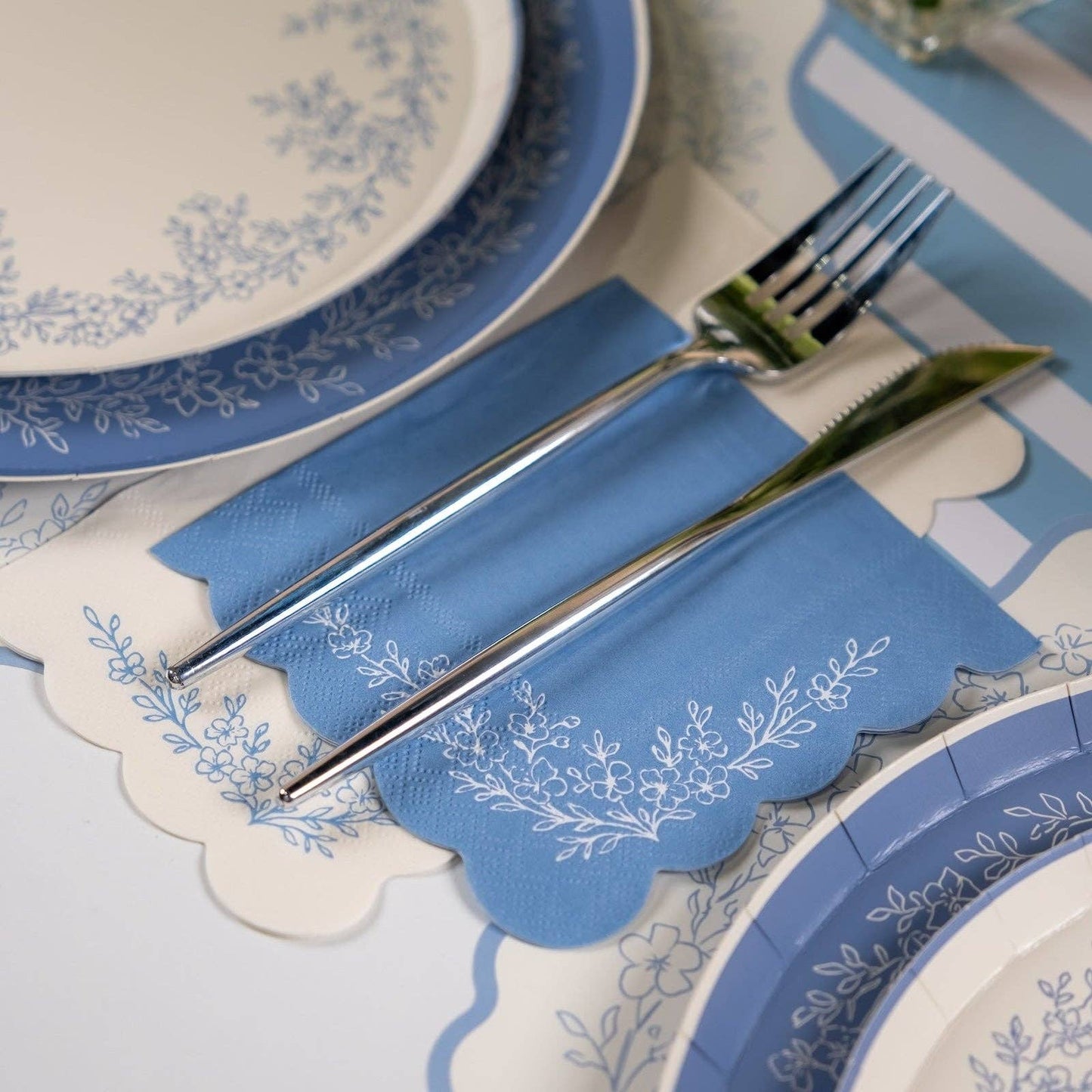 Floral Elegance Blue Guest Towels