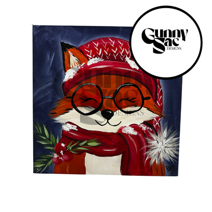 Winter Fox and Cardinal Mixed Media Class