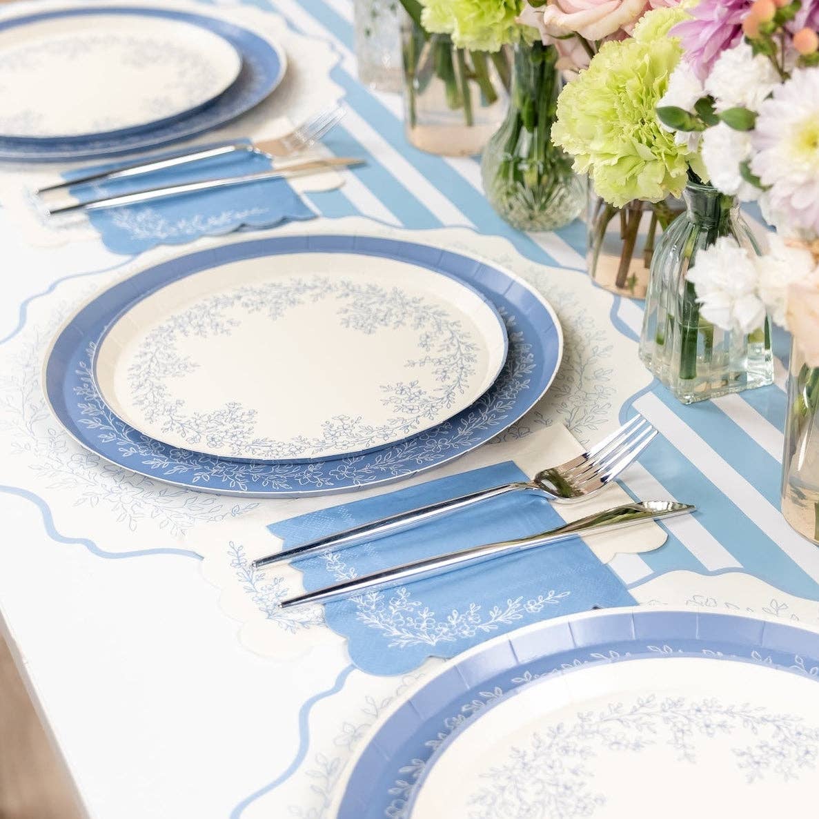 Floral Elegance Blue Guest Towels