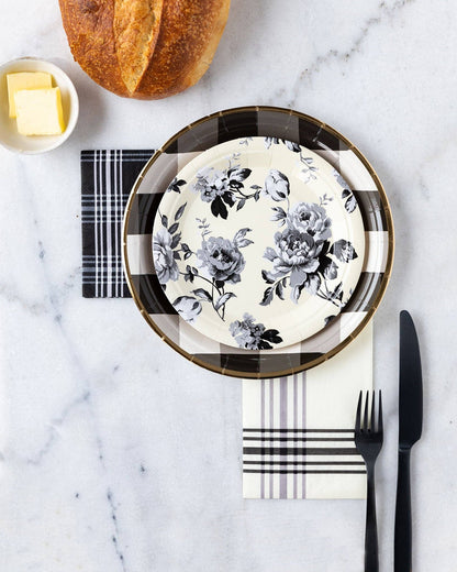 Cream Plaid Dinner Napkins